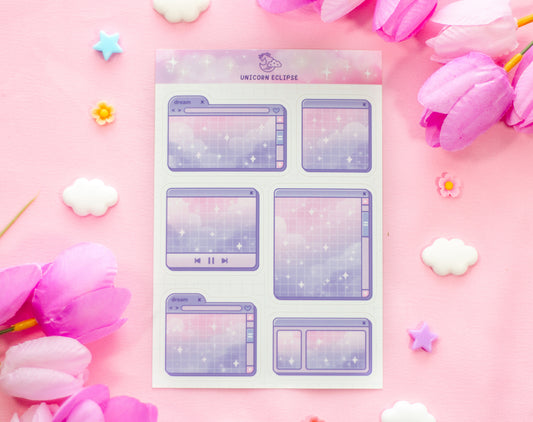Purple Web Browser Boxes Sticker Sheet