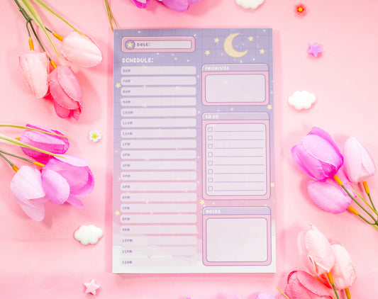 Starry Clouds Hourly Planner Pad