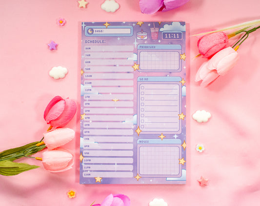 Study Night Hourly Planner Pad