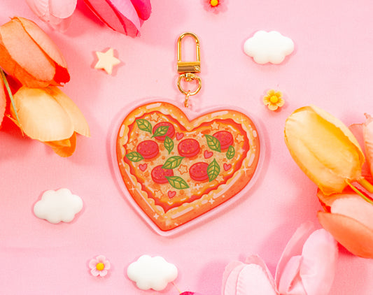 Heart Pizza Keychain