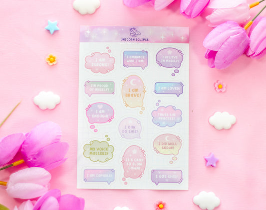 Affirmations Speech Bubbles Sticker Sheet