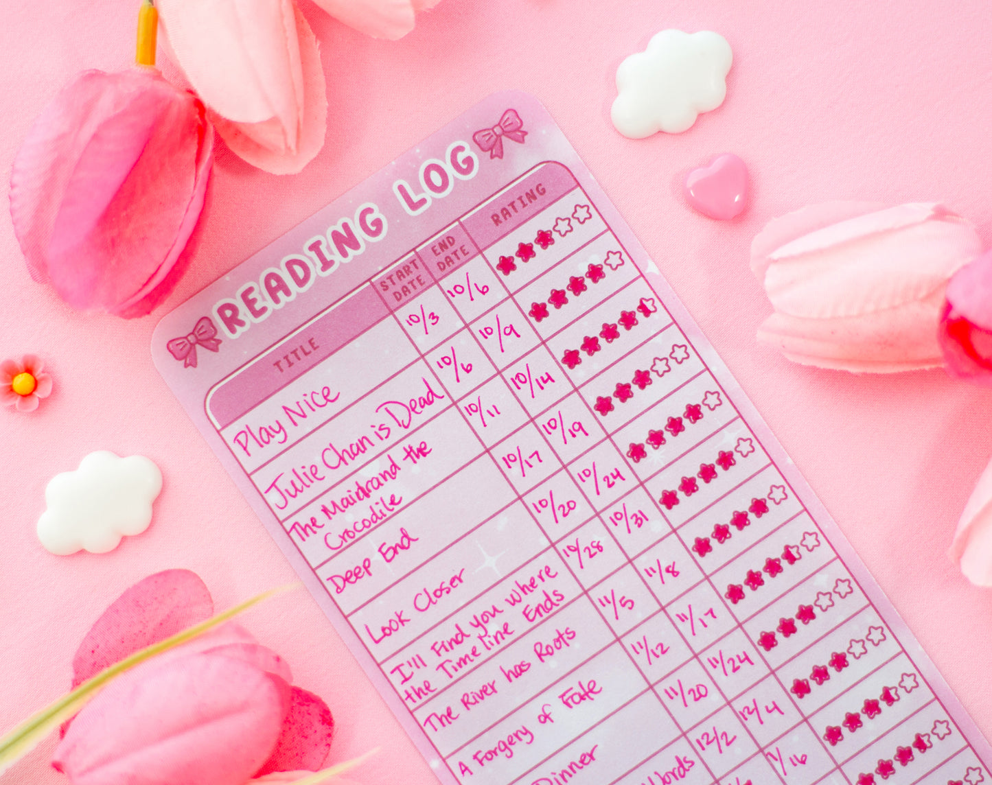 Love Story Reading Log Bookmark