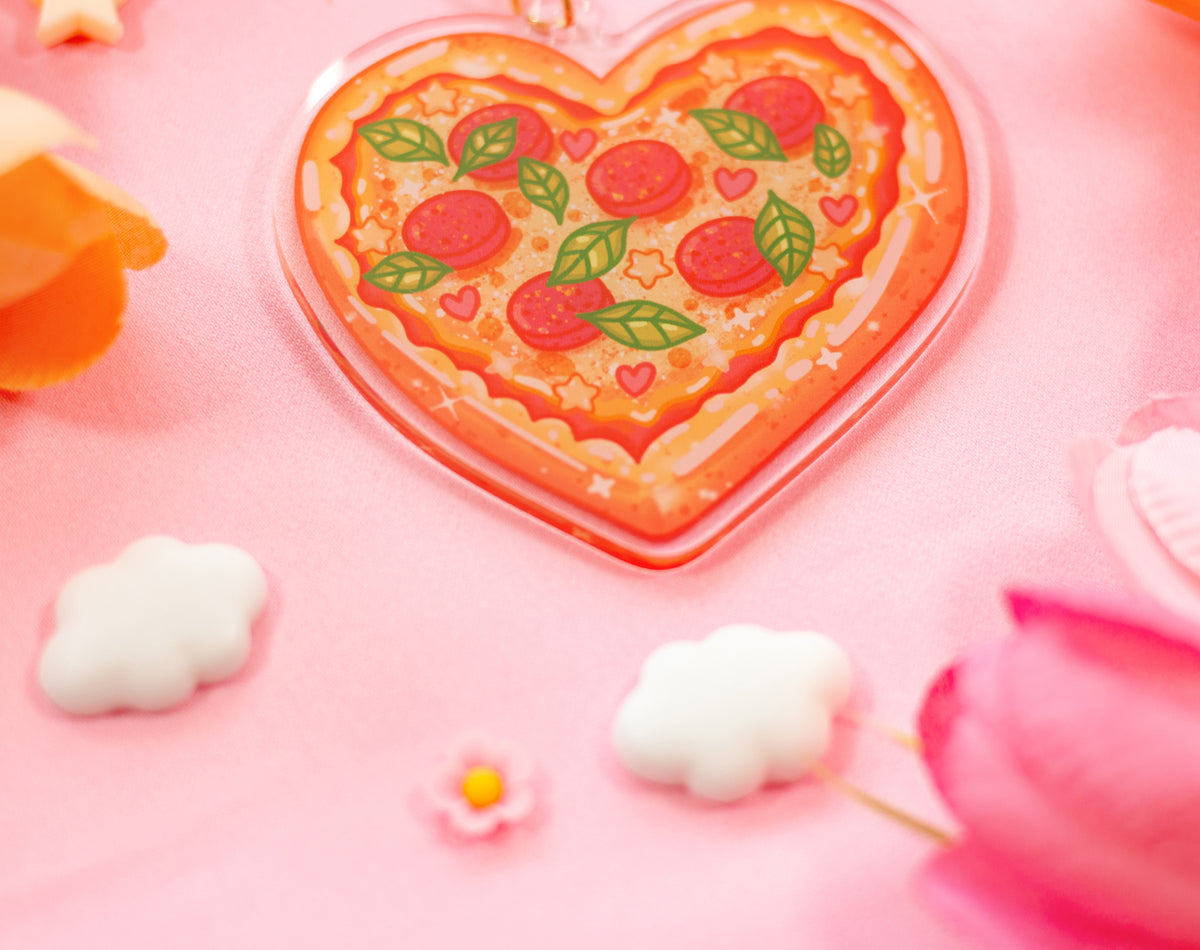 Heart Pizza Keychain
