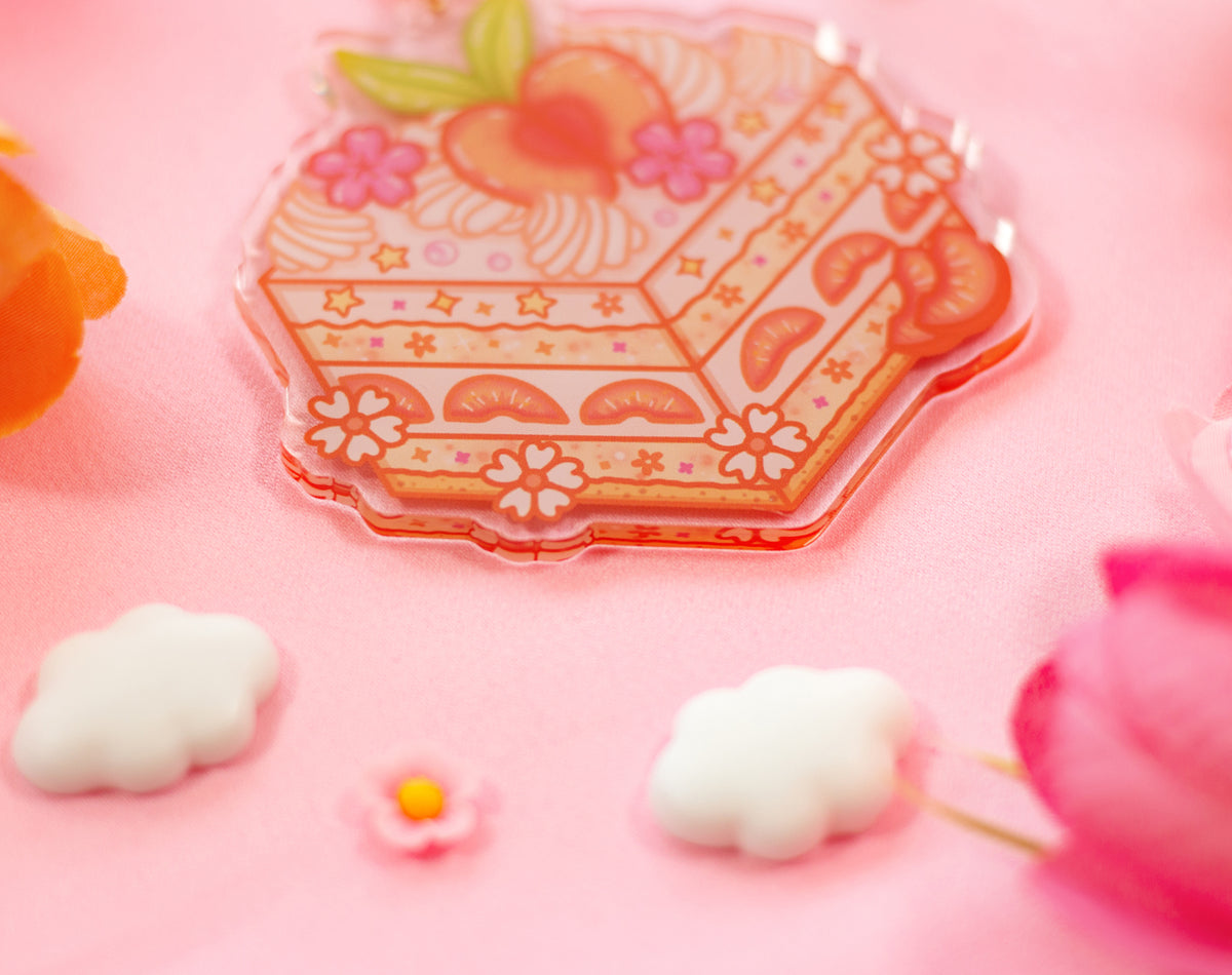 Peach Cake Keychain