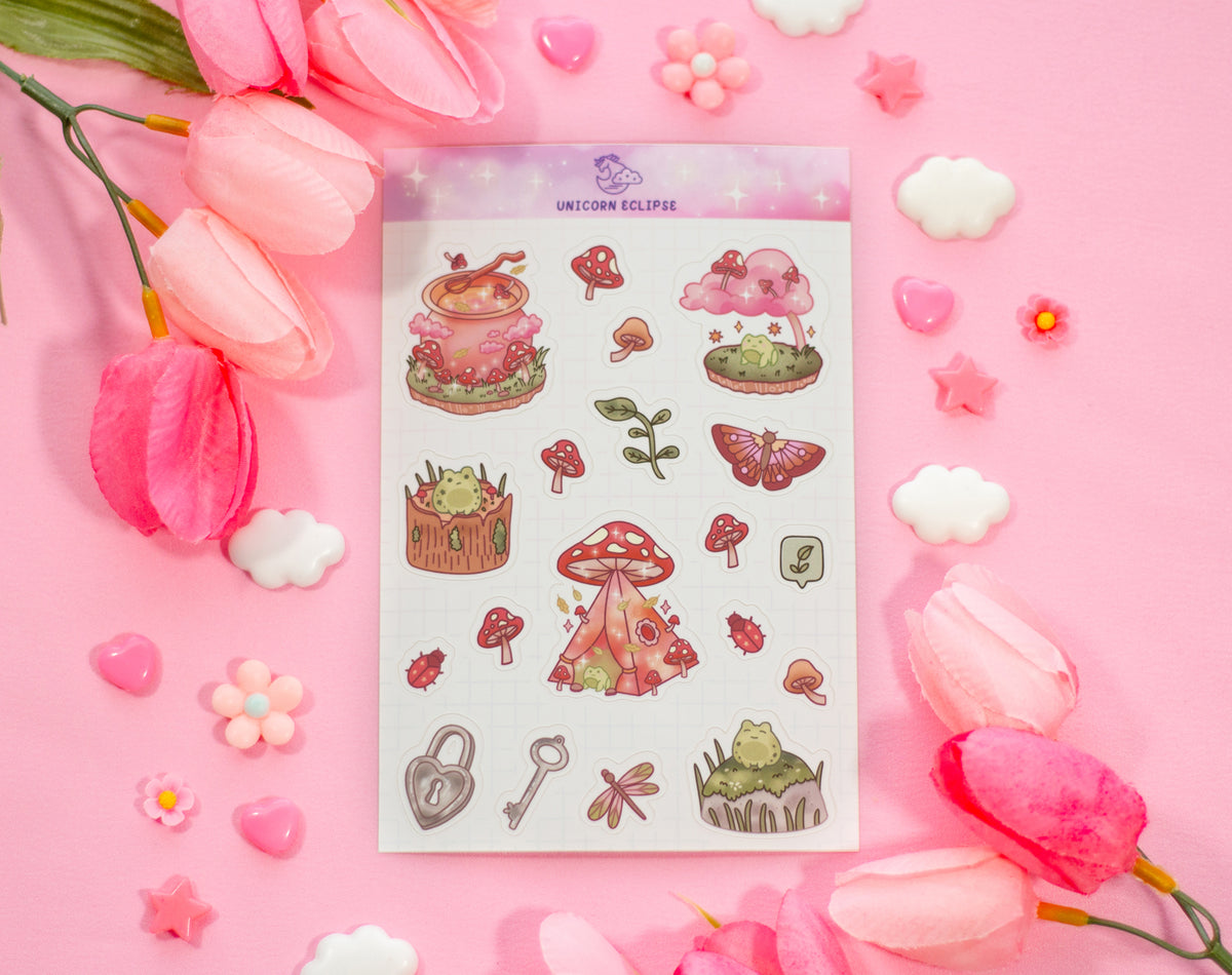 Mushroom Cottagecore Sticker Sheet – Unicorn Eclipse