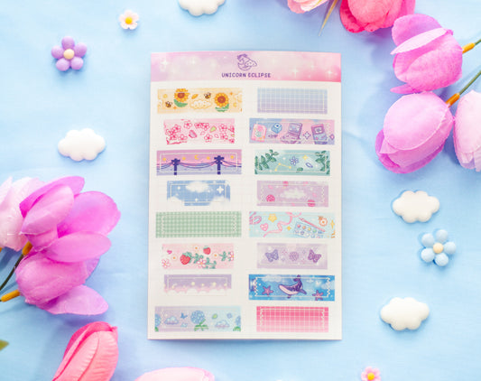 Washi Tape Strips Sticker Sheet