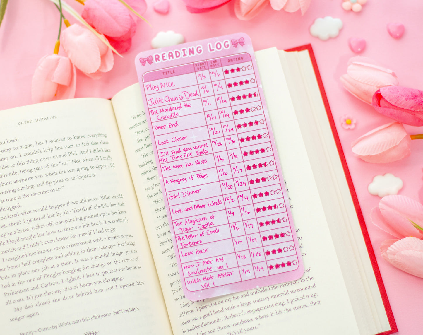 Love Story Reading Log Bookmark