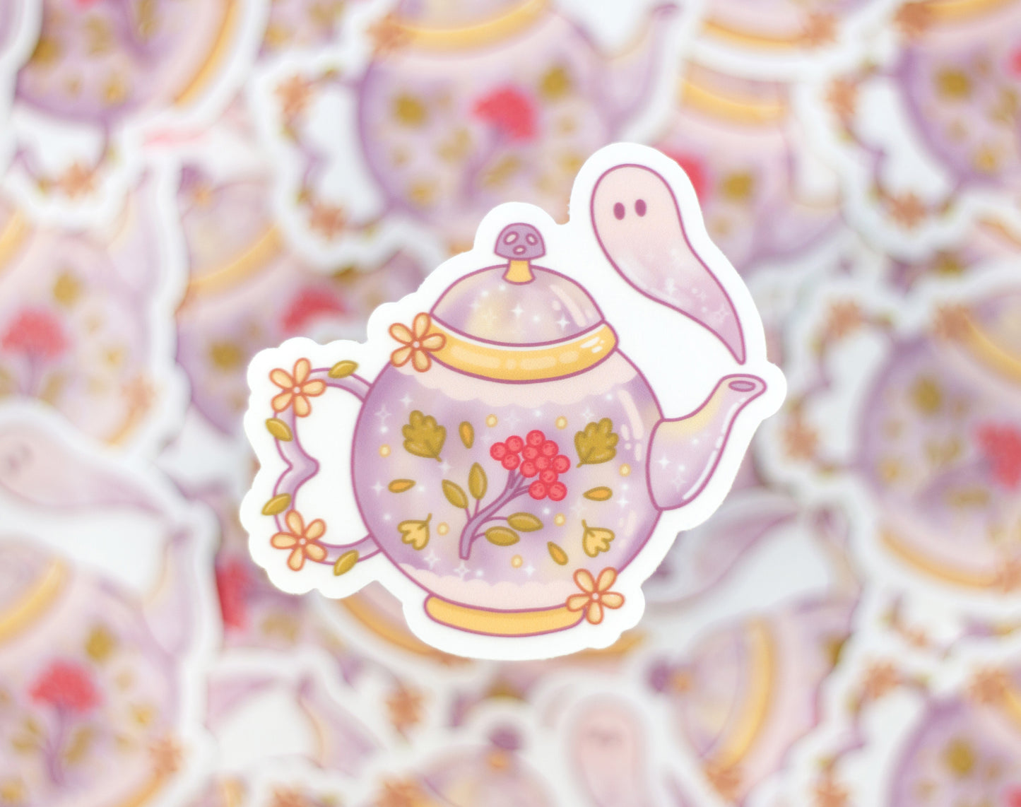 Autumn Teapot Clear Sticker