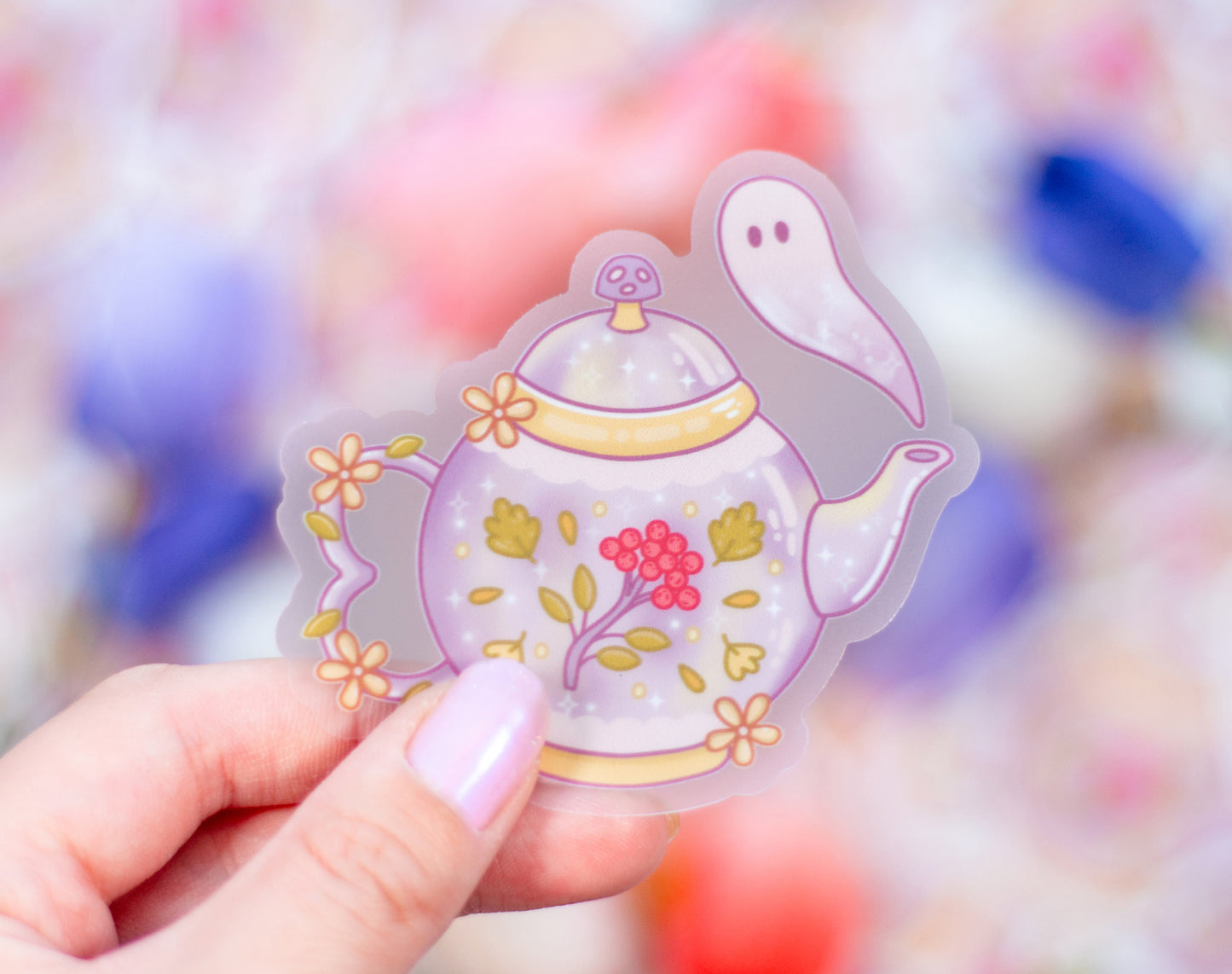 Autumn Teapot Clear Sticker