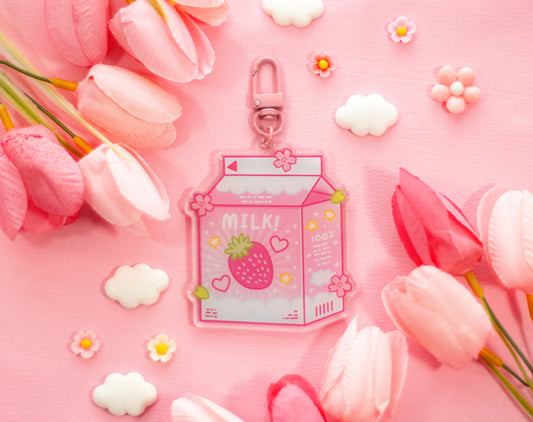 Strawberry Milk Keychain