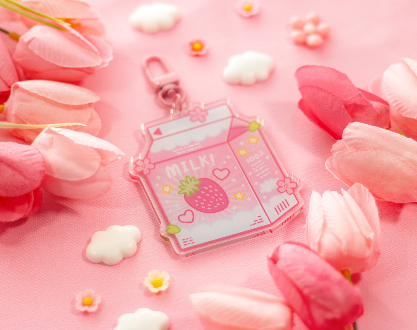 Strawberry Milk Keychain