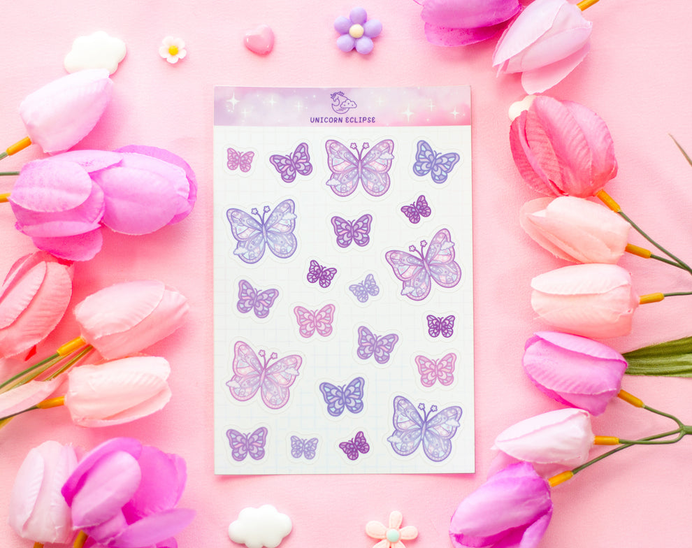 Magical Butterflies Sticker Sheet – Unicorn Eclipse