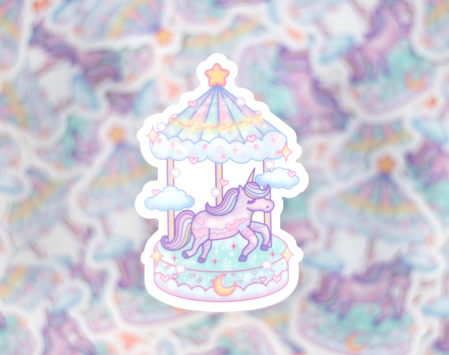 Unicorn Carousel Clear Sticker